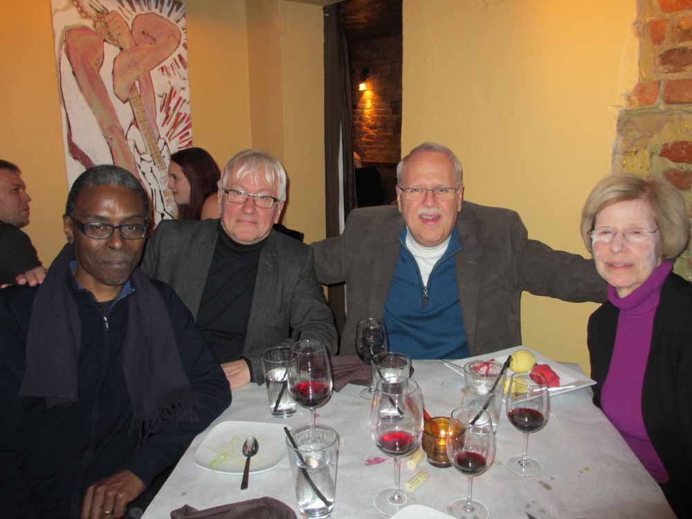 Dinner the night before the concert at Still Worldly Eclectic Tapas, downtown Portsmouth, VA.  Mike Robinson, Joel Rocher, Charlie & Pam Horner.