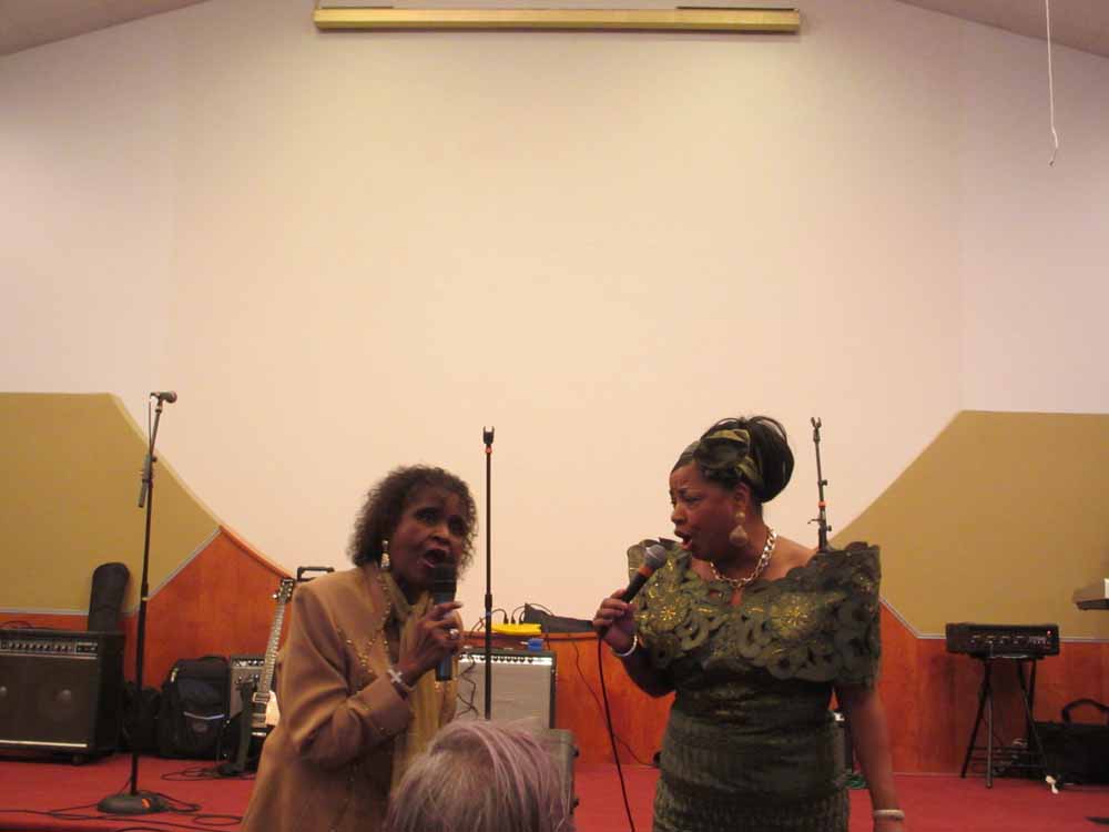Gospel vocalists Carolyn Smith and Amelia Sears Goodman singing 