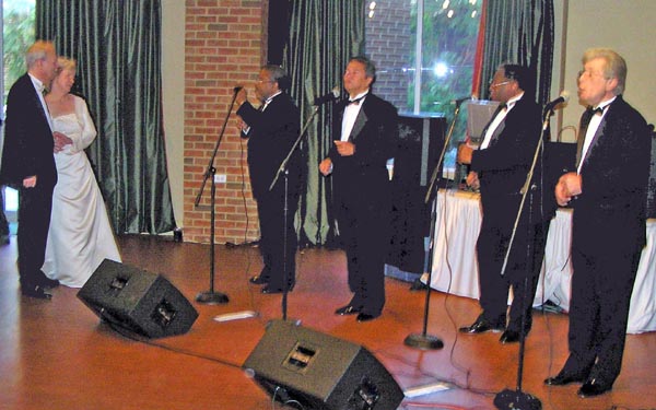 Milton Love and the Solitaires sing at Charlie & Pam's wedding, New Hope, PA, 2005