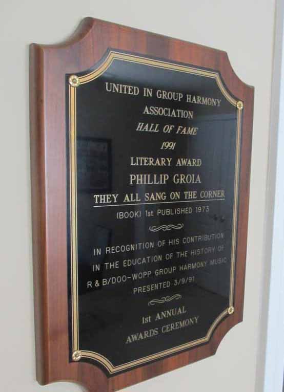 Phil Groia's 1991 UGHA Hall of Fame literary award